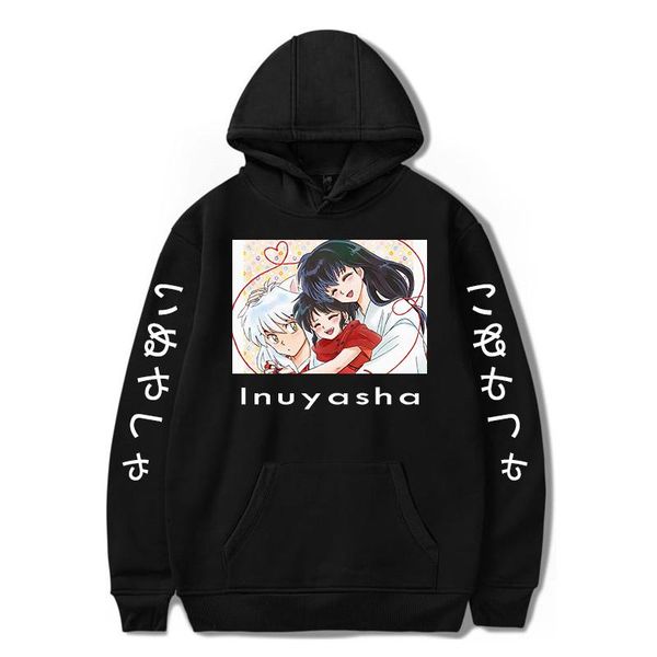 

men's hoodies & sweatshirts inuyasha japan anime hoodie printed streetwear harajuku cartoon leisure manga coat oversized clothes, Black