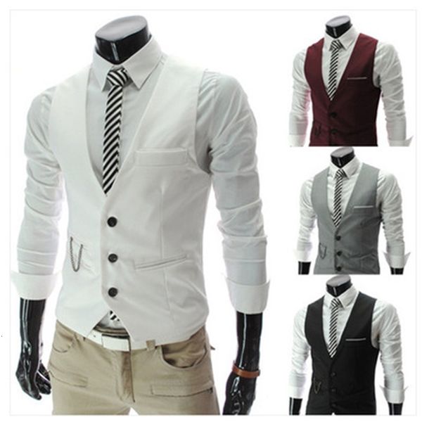 

men's vests fashion dress for men slim fit mens suit vest male waistcoat gilet homme casual sleeveless formal business jacket, Black;white