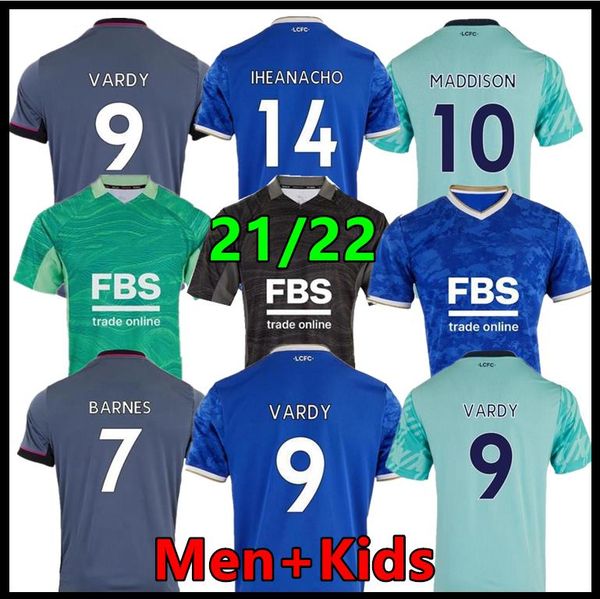 

21/22 leicester soccer jerseys 2021 city vardy maddison tielemans ndidi camiseta de fÃºtbol men kids kits+socks full sets maillot de football, Black;yellow