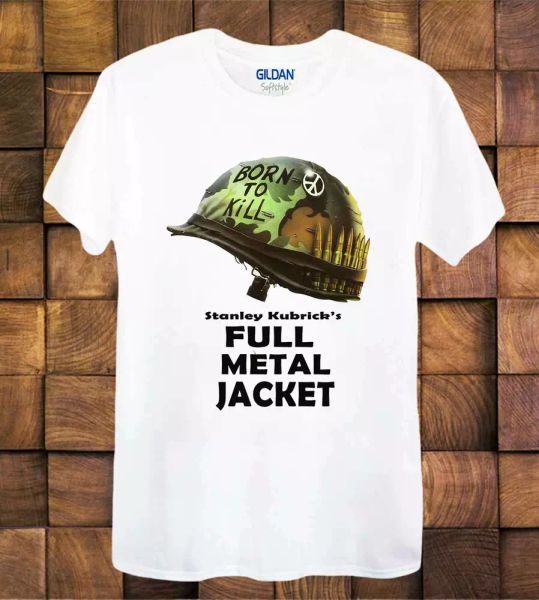 

full metal jacket t shirt helmet kubrick japanese movie men's tee top, White;black