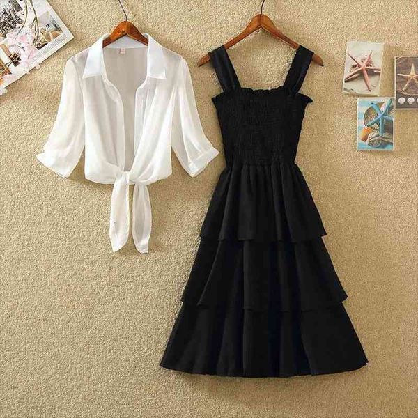 

summer women sweet suits female solid shirts pleated cake dress sets female fashion 2 piece set plus size y177, Gray