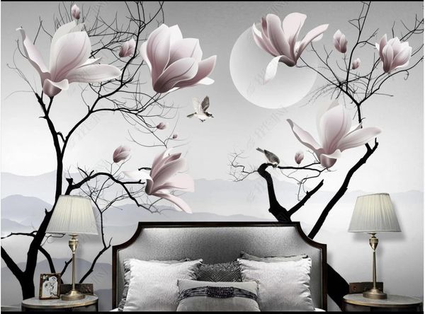 Benutzerdefinierte Foto Tapete 3d Wandbilder Wallpapers Schöne chinesische Art Blume und Vogel Hintergrund Wanddekoration Malerei Für Wohnzimmer Dekor