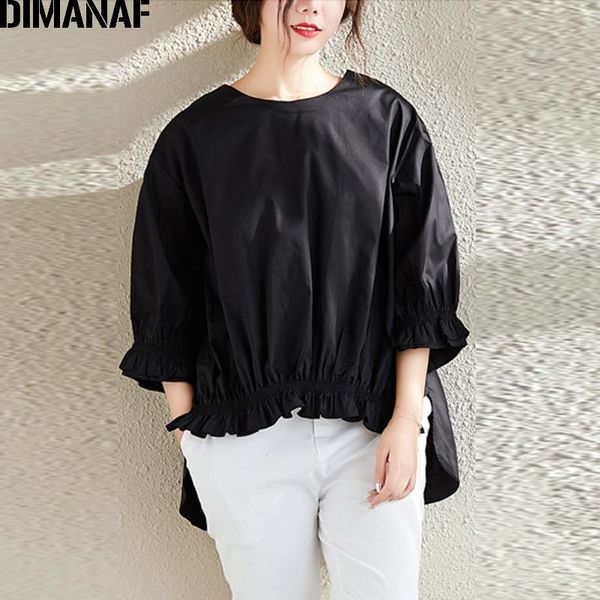 

women's blouses & shirts dimanaf plus size women blouse chiffon elegant lady pleated ruffles loose casual big female clothes solid 202, White