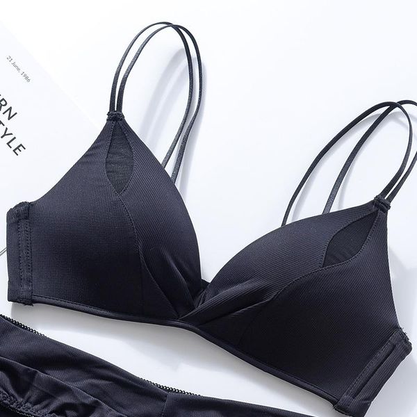 

bras color underwear gradient jelly strap anti-skipping bra no steel ring beauty back for women 5 colors available, Red;black