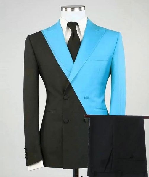 

arrival contrast design party suits men slim fit pant prom doube breasted suit costume homme (jacket+pants) men's & blazers, White;black