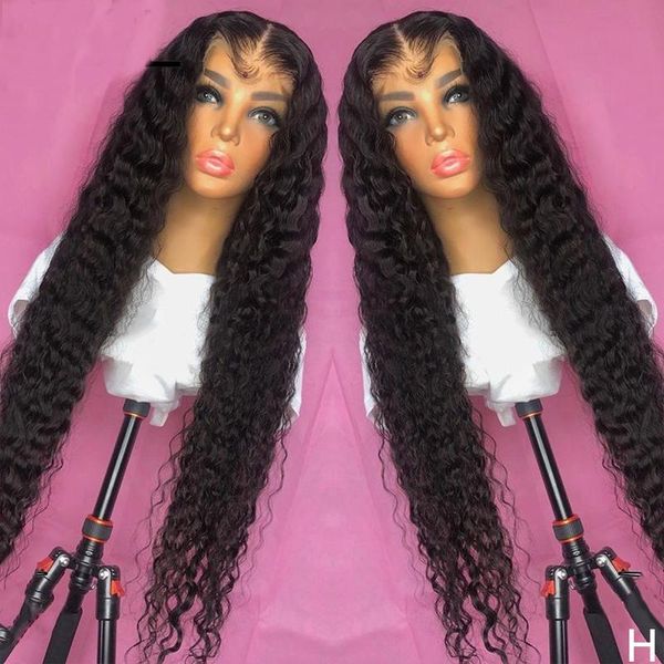 

synthetic wigs 26inch natural black lace front wig long loose wave kinky curly for women with baby hair 180%density