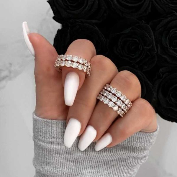 

cluster rings 925 silver & yellow gold rose ring set pave 4 mm natural white z gemstone for women trendy bridal wedding jewelry, Golden;silver