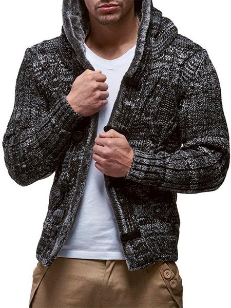 

men's sweaters autumn and winter woolen sweater inner hair with hooded cardigan coat knit coats, White;black