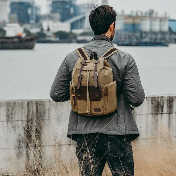 

backpack travel backpacks outdoor sports backbags large capacity canvas men rucksacks drop