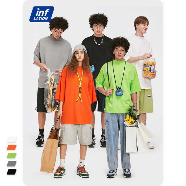 

inflation classic comfy plain t-shirts men summer essential loose soft cotton short sleeve tees 1523s21 210629, White;black