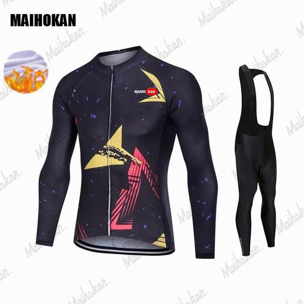 

racing sets pro team 2021 winter fleece cycling ropa ciclismo men's jerseys outdoor bike bicycle long sleeve clothing suits, Black;blue