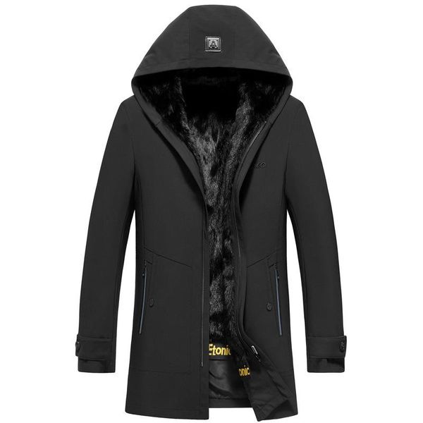 

men's jackets hooded furs coat winter real thick outerwear overcoat windbreaker coats super warm plus size black jacket for m, Black;brown