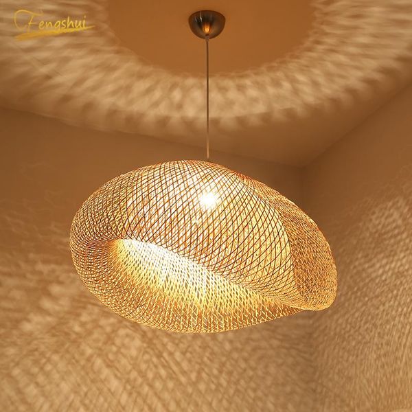 

pendant lamps chinese classical bamboo lamp light lighting modern retro restaurant el rattan for living room fixtures