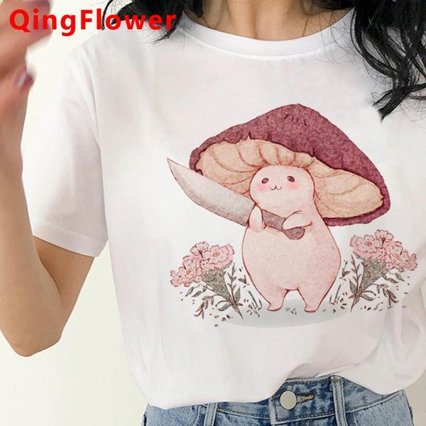 

kawaii mushroom summer women vintage japanese aesthetic t-shirt harajuku women's, White