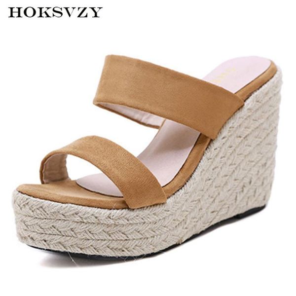 

dress shoes hoksvzy 2021 summer platform casual sandals slanted heel comfortable shallow mouth high-heeled ladies', Black