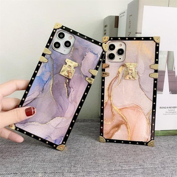 

cell phone pouches luxury marble texture square case for 12 11 pro xs max xr 8 plus se2021 epoxy glitter gold foil soft back cove