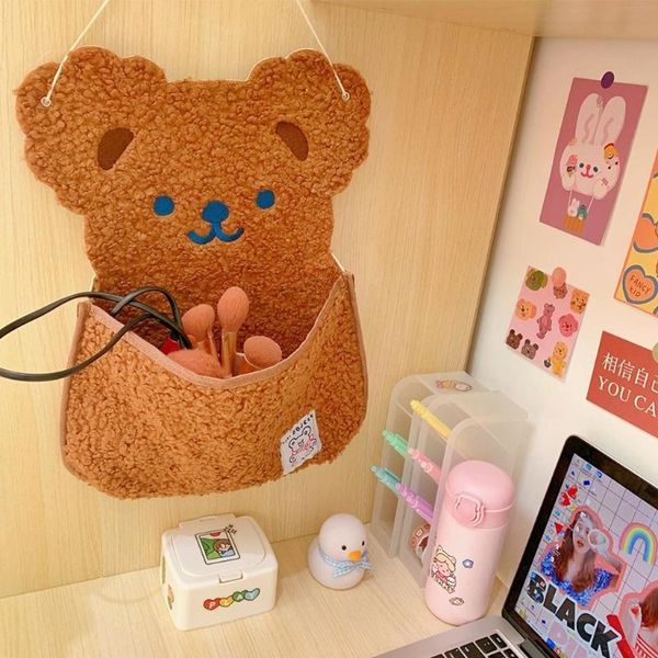 

stroller parts & accessories cartoon cute bear wall-mounted storage bag wall hanging pouch pockets soft cotton sundries organizer home decor