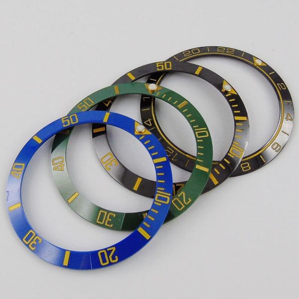 

repair tools & kits 38mm blue ceramic bezel yellow marks fit for 40mm sub gmt watch face watches replacement accessories