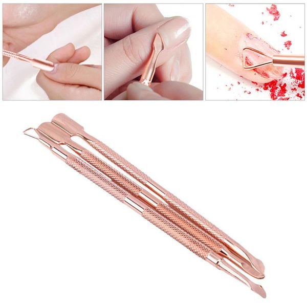 

nail art kits 3pcs/set rose gold cuticle pusher clipper scissor nipper tweezer picker stainless steel manicure diy tools kit