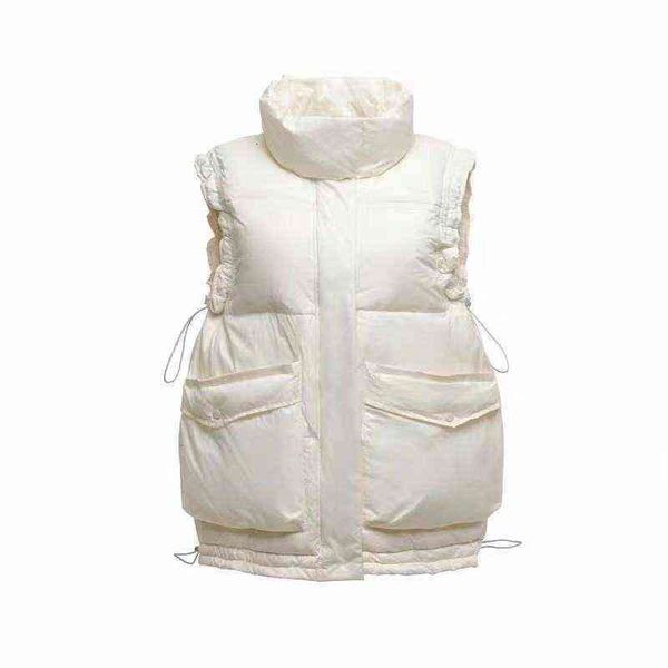 

off season down et women's light vest short white duck, Black;white