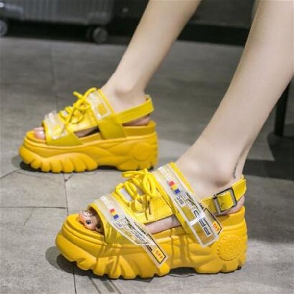 

summer platform sandals women lace up sport shoes woman peep toe chunky ladies non-slip beach, Black
