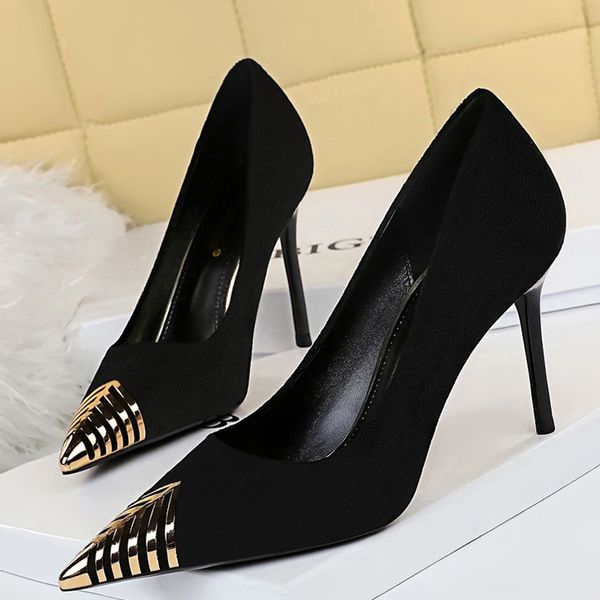

bigtree shoes pointed toe woman pumps suede women shoes stiletto women heels office shoes fashion high heels 9 cm heeled l, Black