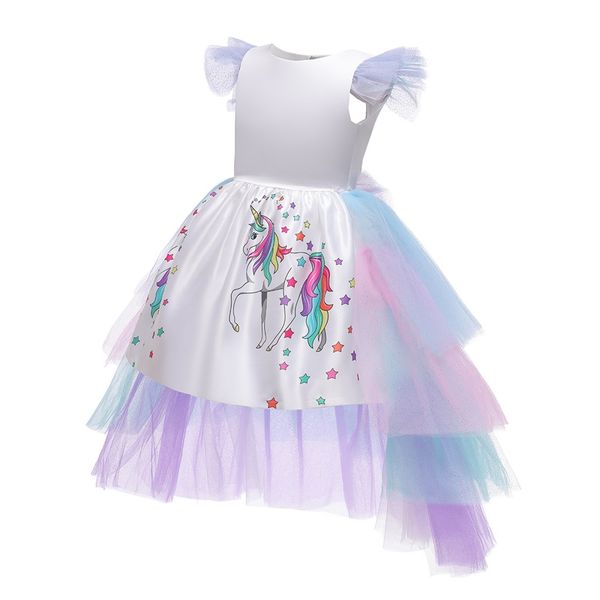 

lace hollow out dresses for girls dress elegent flower wedding dress backless unicorn ball gown girls clothing for 4-10 years 508 y2, Red;yellow