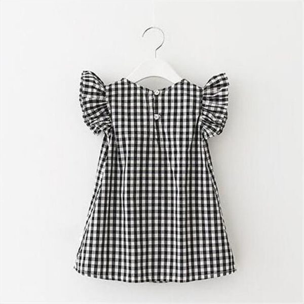

baby girls plaid dress summer fashion ruffles straight loose sleeveless lace up bow infant mini dresses child black white