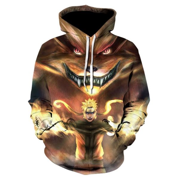 

men's hoodies & sweatshirts spring and autumn women's 3d printing japanese anime kakashi children's pullover sweatshirt fashi, Black