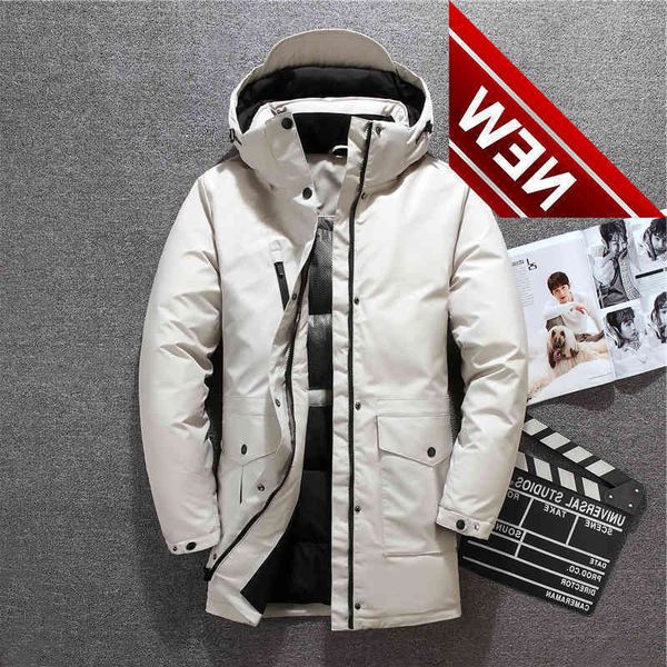 

90% white duck down men's jacket windproof hooded winter male white red thick warm coats for men outerwear, Black