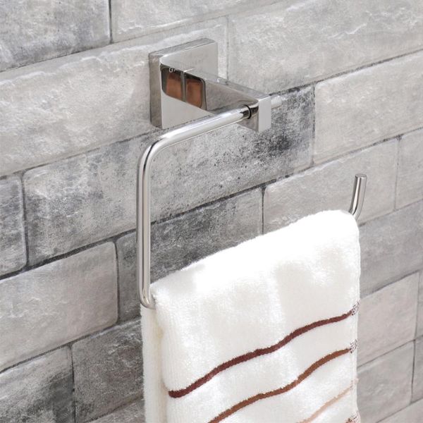 

bathroom square hand towel rack sus304 stainless steel rust proof ring wall mount bar polished silver color rings