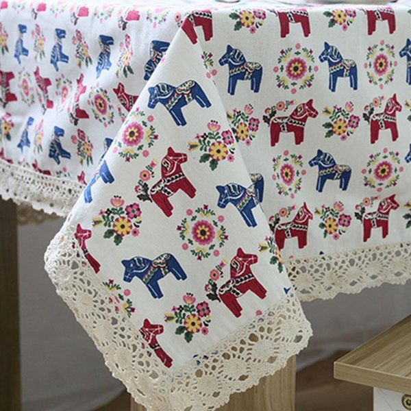 

table cloth balle polyester cotton fabric tablecloth horse pattern decorative cover