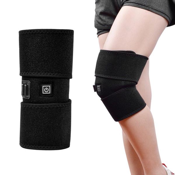 

heated knee brace wrap support portable infrared heating pad winter for pain relief us plug elbow & pads, Black;gray