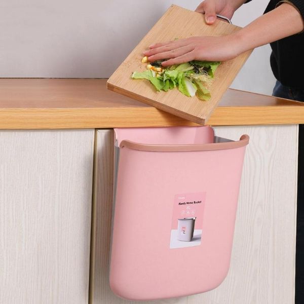 

waste bins wall mounted folding bin door hanging trash garbage car can foldable cleaning