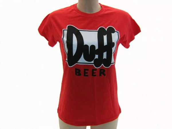 

t shirt simpson duff logo women girl knitted red shirt original, White;black