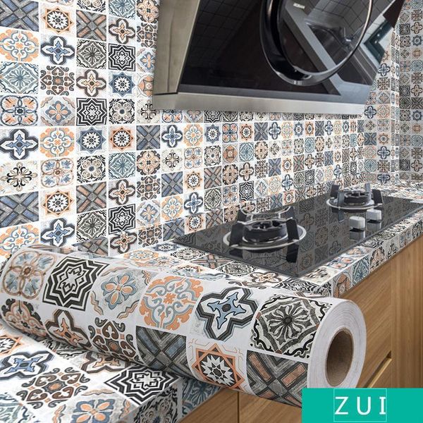 

wallpapers 10mkitchen viny wallpaper high temperature resistant thickened cabinet stove waterproof wall stickers papel de pared