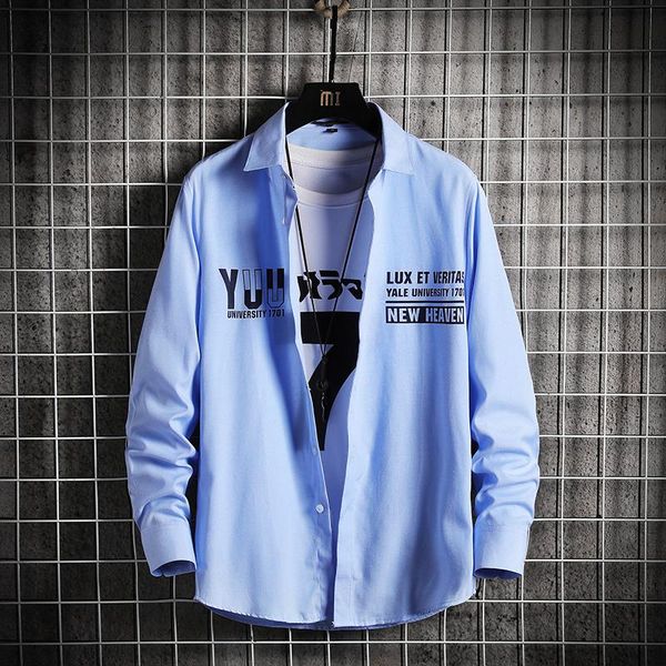 

ropa de hombre 2021 marca mens shirts camisas para men shirt polyester button long sl men's casual, White;black