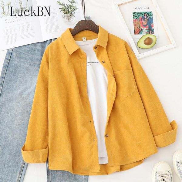 

retro hong kong flavor 2021 spring corduroy shirt women's korean-style loose slimming long-sleeve blouse fashion jacket blouses & shirt, White