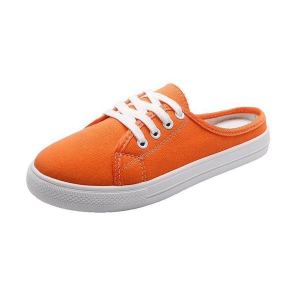 

slippers women's semi-trailer canvas sneakers 2021 spring casual all-match comfortable and breathable single shoes, Black