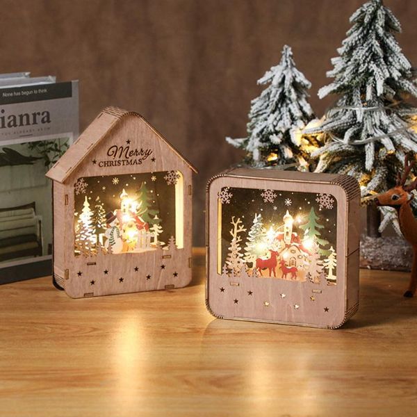 

christmas decorations wooden santa claus cabin led night light dimming lamp bedroom baby wake up bedside children kids