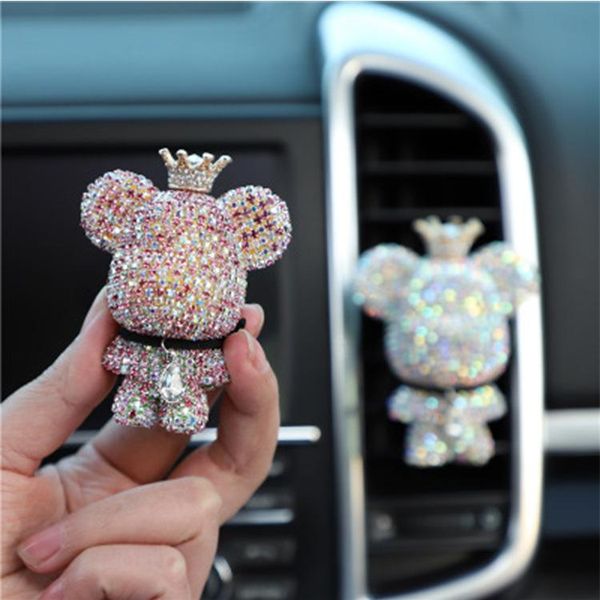 

interior decorations automobile air outlet diamond-studded crown bear perfume clip car decor cute accessories for women
