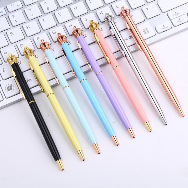 

ballpoint pens cool fancy spinning crown pen ball point rollerball back to school office supply accessory roller kit stationery blue, Blue;orange