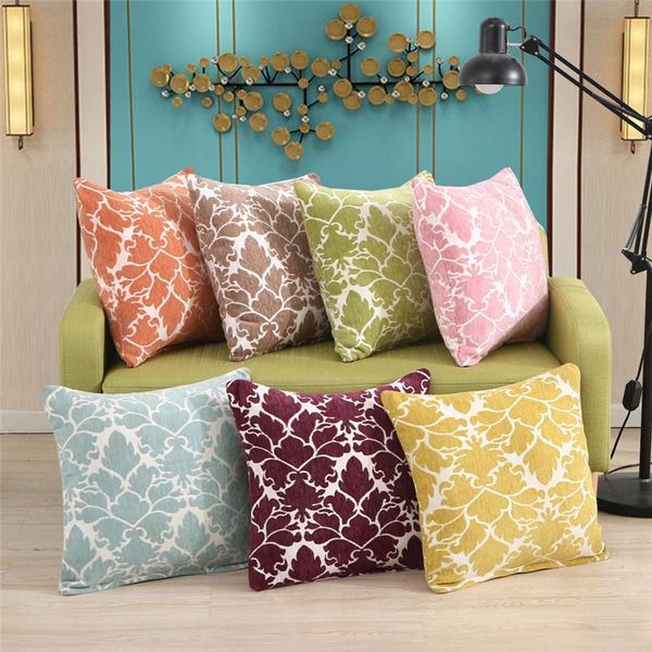 

cushion/decorative pillow chenille geometric flower cushion cover 45*45/55*55cm velvet pillowcase home year car decorative sofa throw