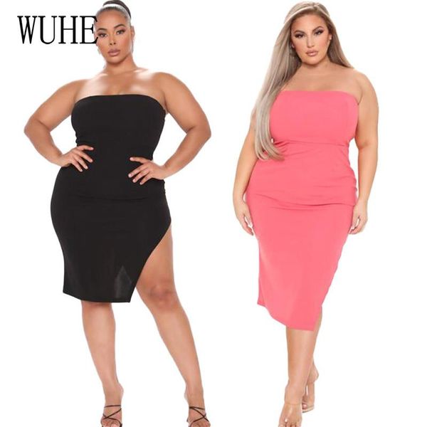 

casual dresses wuhe package hip skinny dress open back side high split sleeveless breast wrap off shoulder club party bodycon, Black;gray