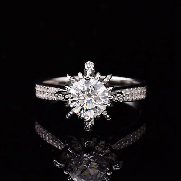 

sterling silver white gold plated women moissanite rings 1-2ct diamond d color fountain ring fine jewelry cluster, Golden;silver