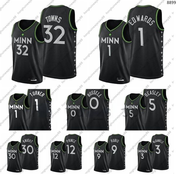 

2021-22 75th anniversary diamond printed mens basketball karl-anthony towns anthony edwards malik beasley d'angelo russell evan turner, Black;red