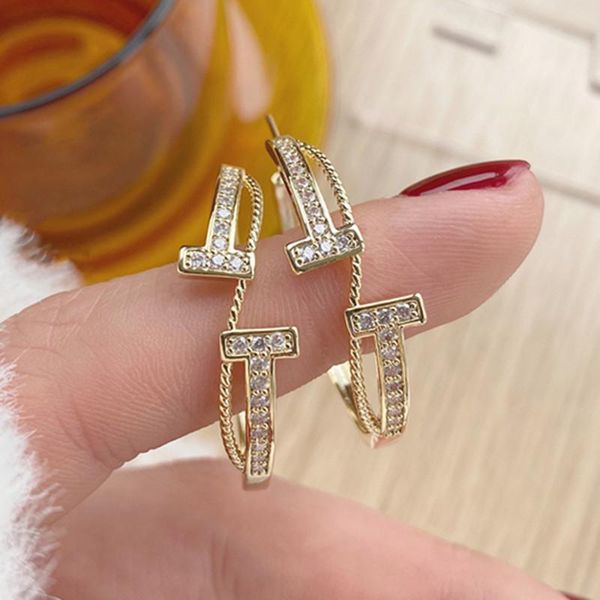 

korea fashion jewelry micro-inlaid zircon simple luxury hoop earrings for woman 14k gold plated holiday daily elegant earring & huggie, Golden;silver