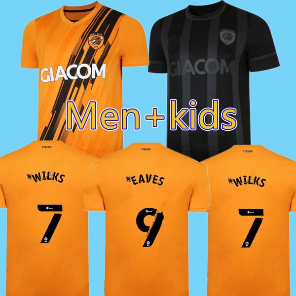 

new hull city soccer jersey 21 22 home away yellow black 2021 2022 football shirt wilks 7 honeyman 10 bernard 24 eaves 9 scott 15 camiseta, Black;yellow
