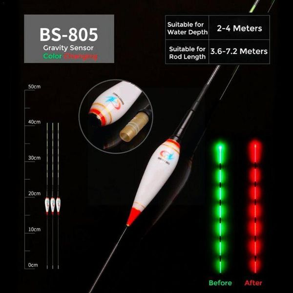 

fishing accessories led light float night luminous automatically induction remind floats discoloration battery button of f1b4