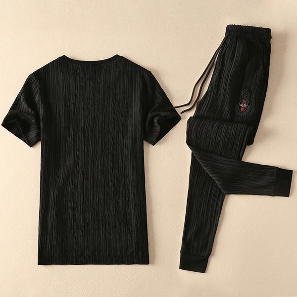 

men's tracksuits novelty brand embroidered crown bee fold men running sportswear sets (tee shirt + pants) tees #l114, Gray